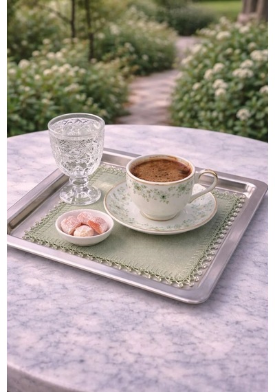 Kristal Boncuk Detaylı Nil Yeşili Sunum Peçetesi 20x20 Cm 1 Adet