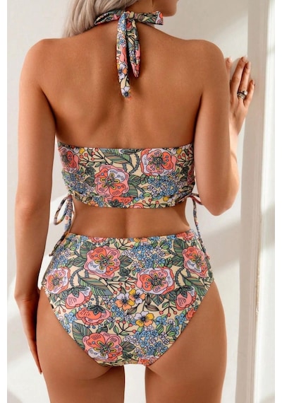 Bella Notte Kadın Kaplı Astarlı Yüksek Bel Bikini Takımı Çok Renkli