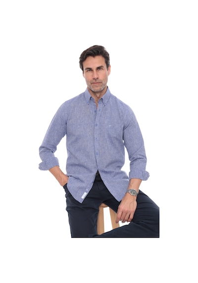 Slim Fit Uzun Kol Yaka Düğmeli Nefes Alan Keten Hediye Kutulu Erkek Gömlek Fs-004548 - Saks Mavi-3233 Slim Fit Uzun Kol Yaka Düğmeli Nefes Alan Keten Hediye Kutulu Erkek Gömlek Fs-004548 - Saks Mavi-3233