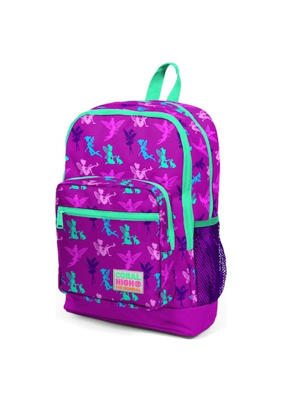 Coral High Kids Koyu Pembe Su Yeşili Peri Desenli Dört Bölmeli Okul Sırt Çantası 23109
