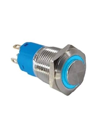 Swion 12mm Led'li Metal Buton Yaylı Beyaz Led
