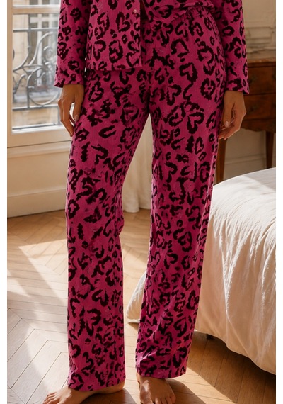 Kadın Relax Fit Düğme Lila Pijama Takımı