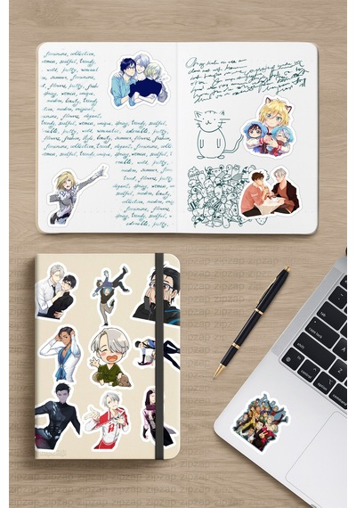 Yuri On Ice Anime Telefon Laptop Bullet Journal Yapışkanlı Folyo Sticker Paketi 20 Adet Çok Renkli