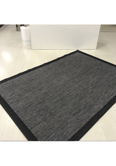 Elvey Home Jüt Sisal S9715 Vizon Siyah Kaymaz Taban Hasır Dokuma Yıkanabilir Yolluk Salon Koridor Mutfak Halısı Vizon/siyah