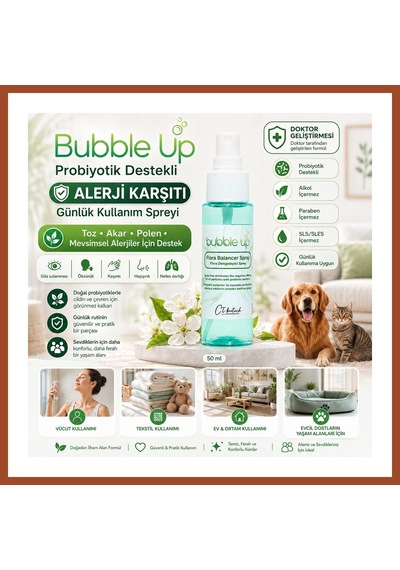 Bezos Bubble Up Probiyotik Destekli Alerji Karşıtı Araç İçi Sprey 50 Ml Pro Standart
