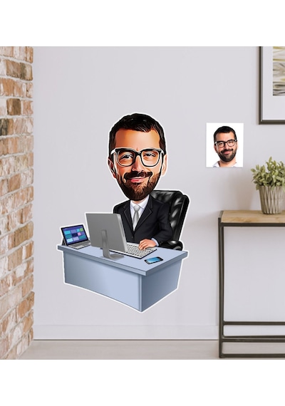 Kişiye Özel Bay Genel Müdür Karikatürlü Duvar Sticker 50X70CM