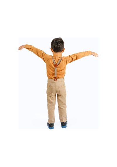 Mnk Baby & Kids Oxford Gömlek Uzun Pantolon Erkek Çocuk Takımı Hardal