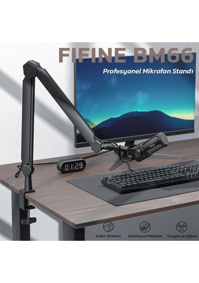 Fifine Bm66 Profesyonel Masaüstü Mikrofon Standı Beyaz