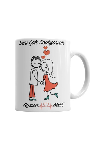 Kişiye Özel Aşkına Sevgiline Seni Seviyorum Kupa Bardak Porselen Karışık