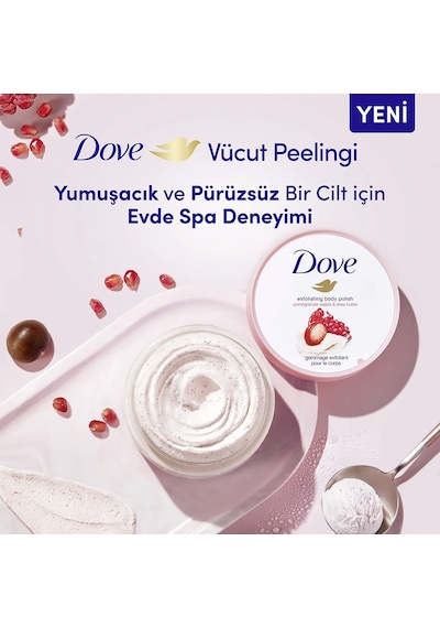Dove Nar Çekirdeği & Shea Yağı Vücut Peeling 225 ML + Açai Yağı Duş Köpüğü 200 ML