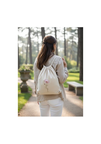 Hodie Collection Cosmos Desenli Ham Bez Büzgülü Sırt Çantası İnce Hafif 35x40 Cm Ekru - 893274309 Ekru - 893274309 Ekru