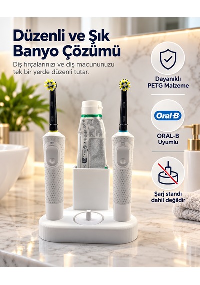 Elektrikli Diş Fırçası Organizeri Oral-b Uyumlu Beyaz