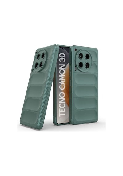 Tecno Camon 30 4G Uyumlu Silikon Kılıf - Kamera Korumalı Esnek Yeni Nesil Airbag Kapak - Yeşil