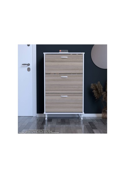 Varbi Antre Hol 72x127x26 Cm Lik 3 Düşer Kapak 6 Göz Bölmeli Ayakkabılık Beyaz