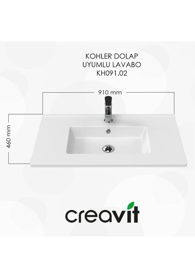Creavit Kohler 91 Cm Dolap Uyumlu Etajerli Lavabo 1.kalite Kh091.02 Beyaz
