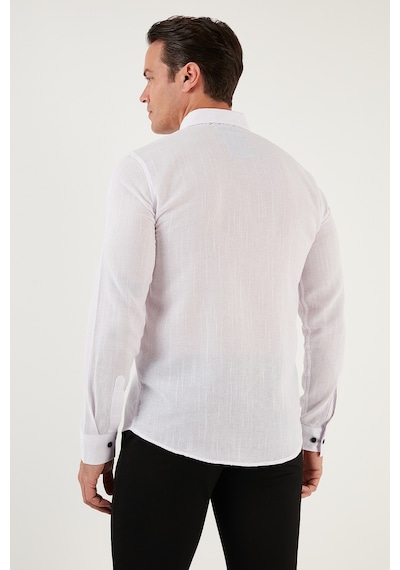 Buratti % 100 Pamuklu Slim Fit Uzun Kollu Erkek Gömlek Cf21S111498 Beyaz
