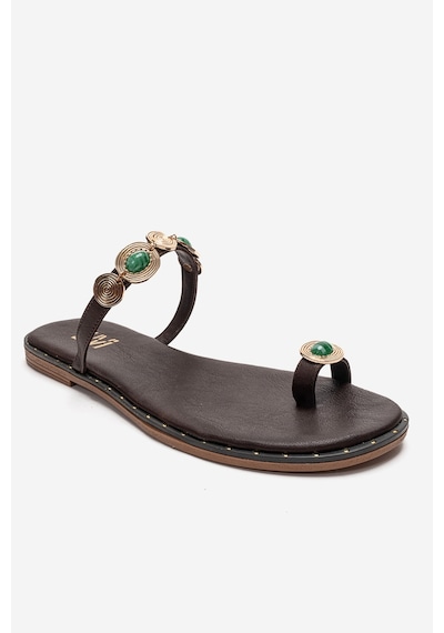 Luvishoes Martınez Kahverengi Tokalı Hakiki Deri Kadın Parmak Arası Terlik