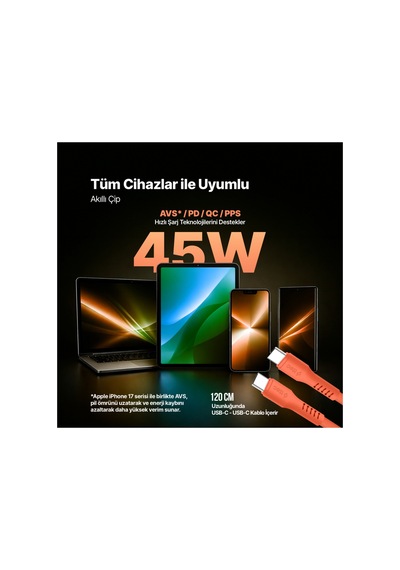 Ttec Smartcharger Gan 45w Avs Pd Seyahat Hızlı Şarj Aleti + Usb-c - Usb-c 3a 120 Cm Kablo Neon 46966420