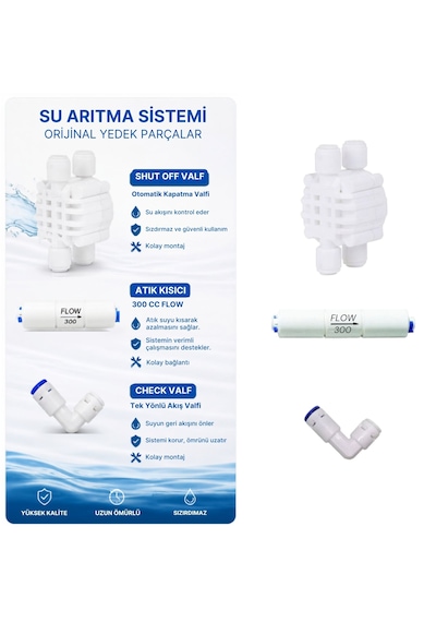 Su Arıtma Cihazı Yenileme Kiti Shut Off - Flow - Check Valf Quick