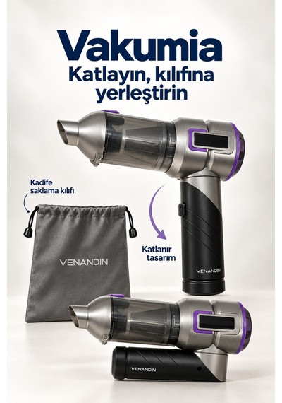 Md-a8 Vakumia Kablosuz El Süpürgesi 100w, 3 Kademeli, 200 Ml - Siyah-beyaz Gri