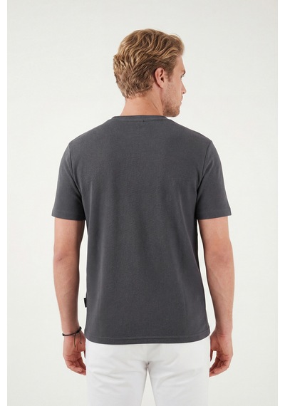 Buratti Pamuklu Regular Fit Yarım Fermuarlı Erkek T Shirt 5902653 Antrasit