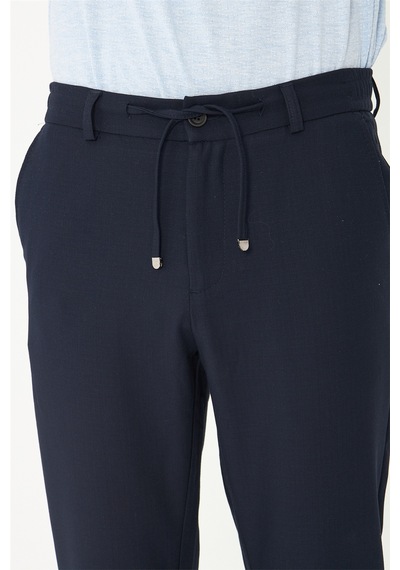White Stone Lacivert Modern Kesim Bağcıklı Smart Casual Jogger Pantolon Lacıvert