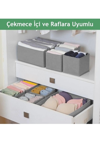 Antrasit 4'lü Çekmece Içi Düzenleyici Organizer Set Kumaş Gri Tr Diğer