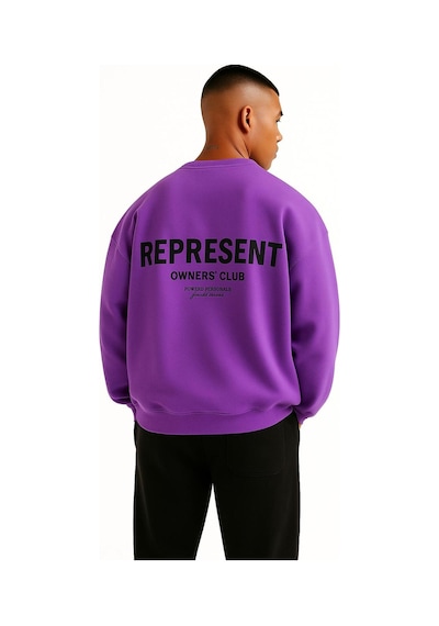 Benroma Represent Baskılı Unisex Sweatshırt Mor