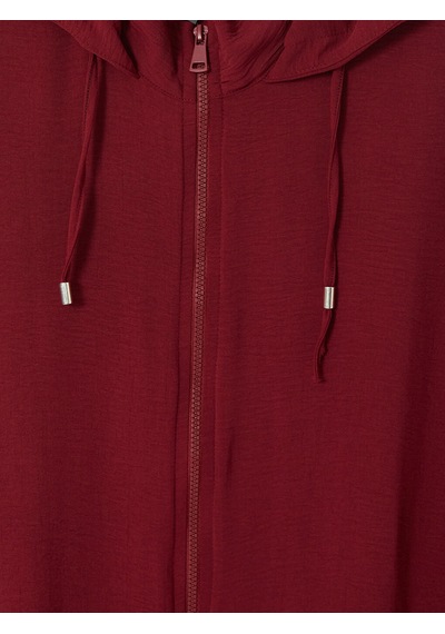 Lcw Curve Bordo Büyük Beden Kapüşonlu Kadın Sweatshirt Tunik