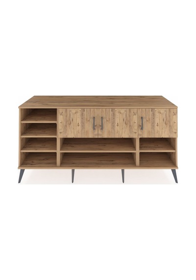 Kronos Konsol 9 Raflı 3 Kapaklı 176x59x83 Çam-çam/çam Çam/çam