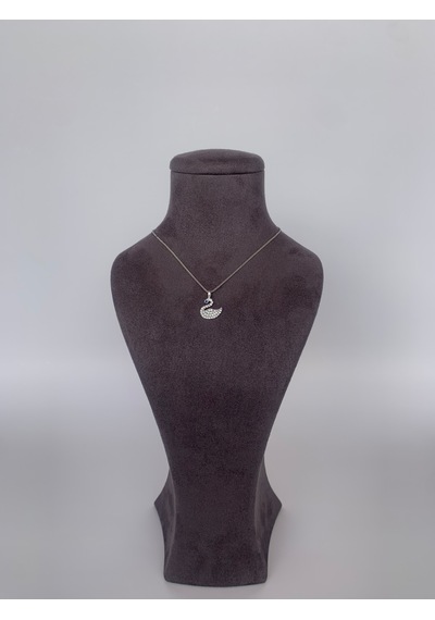 Kuğu Kolye Minimalist Kristal Taşlı Gümüş Renk Çelik Kolye