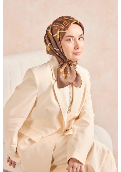 Silk Home Twill İpek Eşarp 11530-10 Kahverengi