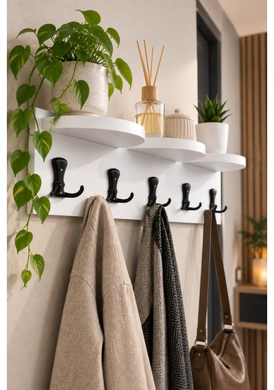 Sulorahome 5'li Duvar Askılığı Ve Raf Sistemi Beyaz 80 Cm