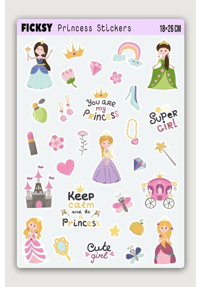 Sevimli Prenses Sticker Seti - 31 Adet Etiket Çıkartma Diğer