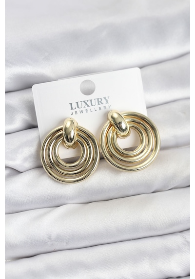 Gold Renk Pirinç Vintage Kadın Küpe Altın