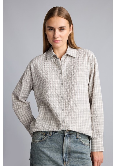 Defacto Regular Fit Klasik Yaka Kareli Flanel Uzun Kollu Gömlek F9082ax26augr294 Gri-gr294