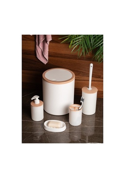 5 Parça Banyo Seti, Kullanışlı Ve Şık Tasarım İle Banyo Dekoru 000 Açık Krem
