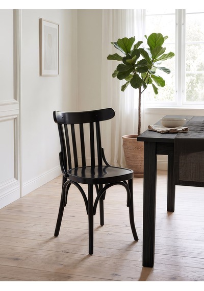Clara Retro Thonet Kolçaklı Ahşap Sandalye Siyah