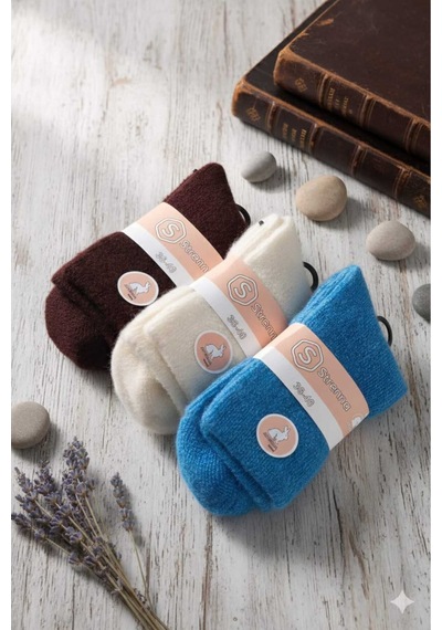 Angora Yün Çorap 3 Adet Set 2