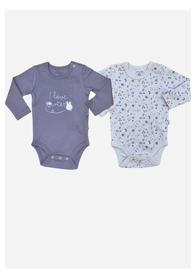 Mother Love %100 Organik 2'li Uzun Kol Bebek Body Mor