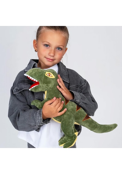 İthal Soft Kumaş Xl Boy Dinozor Tyrannosaurus T-rex Figür Peluş Oyuncak Uyku & Oyun Arkadaşı 55 Cm. Yeşil