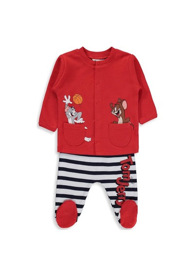 Civil Baby Tom And Jerry Baskılı 1-9 Ay Pijama Takımı - Kırmızı