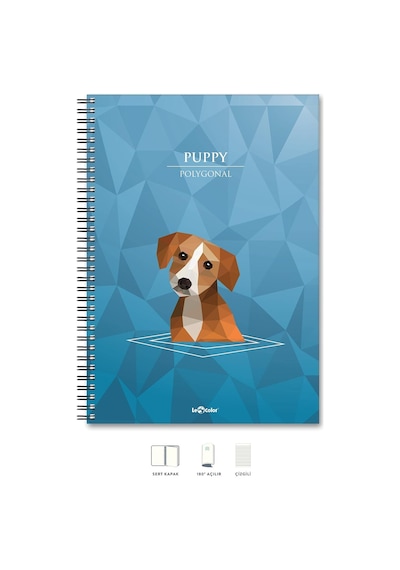 A4 Defter Çizgili 200 Syf Köpek Polygonal 103 Ivory