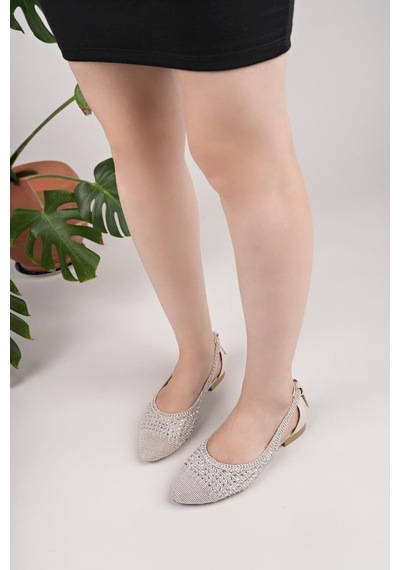 Nesilshoes Nesil Shoes Ceylan 230 Ten Taşlı Hasır Kadın Babet