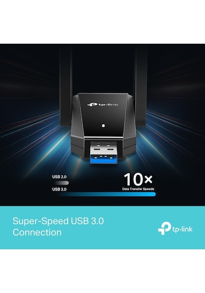 Archer T5u Plus Ac1300 Wifi Usb Adaptör, Dual Band 1300 Mbps 867 Mbps 5ghz + 400 Mbps 2.4ghz , Usb 3.0, Çift Yüksek Kazançlı Anten, Wpa3, Windows Uyumlu Kablosuz Adaptör