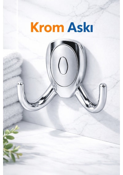 Krom Askı Çiftli Metal Vestiyer Askısı Duvar Askılığı Elbise Mont Çanta Askısı Parlak Krom Gümüş