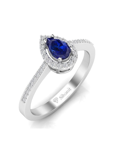 0,50 Karat Pırlantalı Damla Safir Yüzük