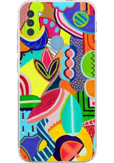 Samsung Galaxy A11 İle Uyumlu Retro Color 6 Kamera Korumalı Şeffaf Kılıf Şeffaf