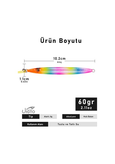 Jig, Zoka, Suni Yem, Glow Uv Metal Jig, 60gr 10cm Razor 60