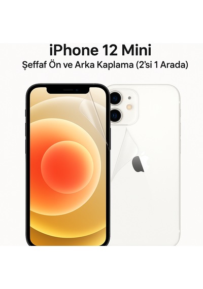 Lensun Nano Şeffaf Ön Ve Arka Kaplama Apple Uyumlu iPhone 12 Mini İkisi Bir
